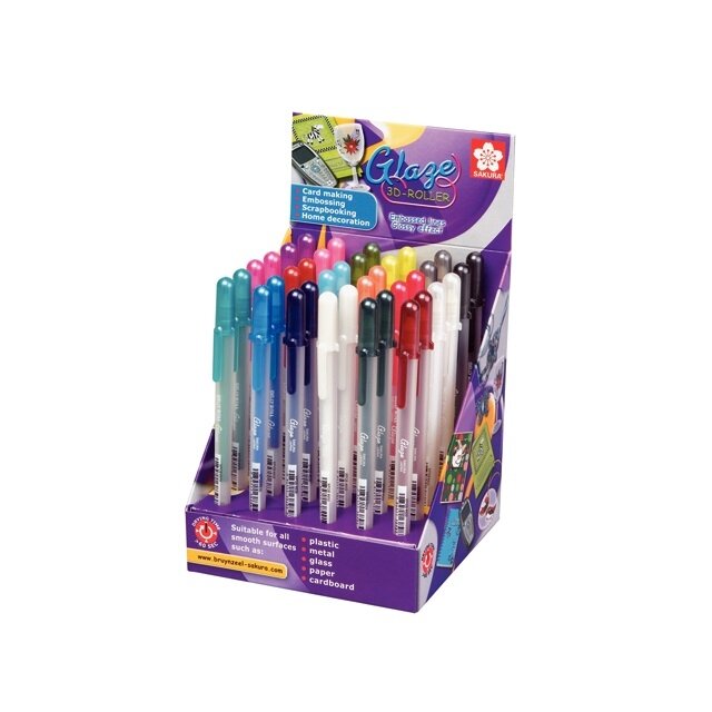 Gelinių rašiklių Sakura Gelly Roll Glaze 3D displėjus, 36 vnt. mix