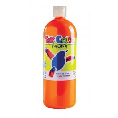 Guašas Toy Color 1000 ml puikiai plaunamas oranžinės spalvos Guašas Toy Color 1000 ml puikiai plaunamas oranžinės spalvos
