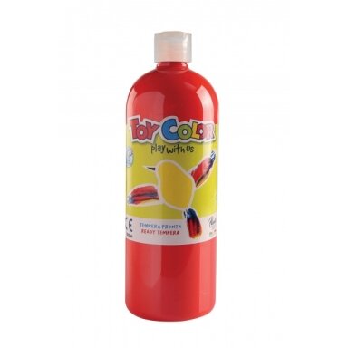 Guašas Toy Color 1000 ml puikiai plaunamas raudonos spalvos Guašas Toy Color 1000 ml puikiai plaunamas raudonos spalvos