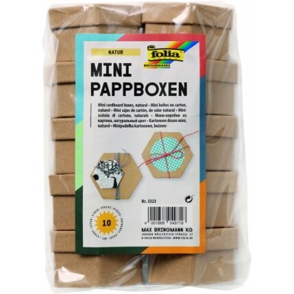 Set of 10 Boxes Mini, HEXAGON, 7,5x6,5x4cm, natural