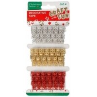 Juostelės metalizuotos dekoravimui 3 spalvos po 1 m CRAFT-FUN
