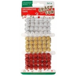 Juostelės metalizuoti dekoravimui 3 spalvų po 1 m rutuliukai CRAFT-FUN