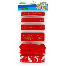 Ленточки для декорирования Рождество CRAFT-FUN красного цвета, 6 шт.