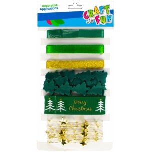 Ленточки для декорирования Рождество CRAFT-FUN зеленого и золотого цвета, 6 шт.