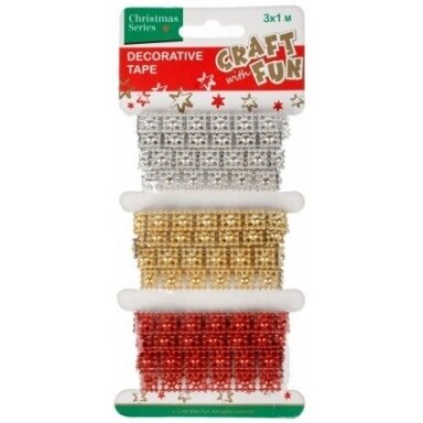 Металлизированные ленты для декорирования, 3 цвета по 1 м, CRAFT-FUN