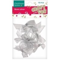 Kalėdiniai kaspinai sidabriniai 10 vnt. CRAFT-FUN