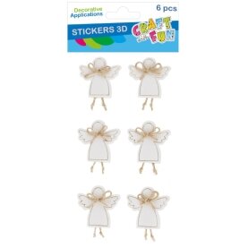 Kalėdinė dekoracija ilipdukai Craft-Fun Angelai 3D 6 vnt