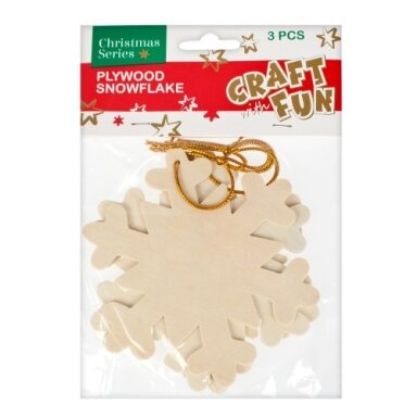 Kalėdinė dekoracija iš medžio Snaigės 3 vnt. CRAFT-FUN