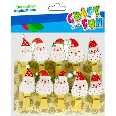 Kalėdinė dekoracija-segtukai "Santa" 10 vnt. CRAFT-FUN
