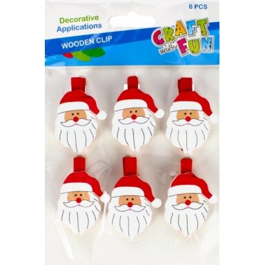 Kalėdinė dekoracija-segtukai "Santa Claus" 6 vnt. CRAFT-FUN