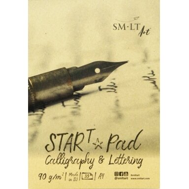 Kaligafijos sąsiuvinis SMLT "StarT pad" A5 30 lapų 90 g/m2 su linijomis užlenkiamu viršeliu ir kieta nugarelė