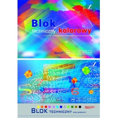 Картон цветной Kreska Vincent A4 210 г/м² 12 листов