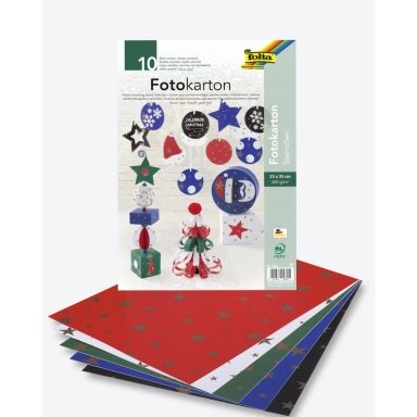 Photo Mounting Board with gold stars 300g/m², 25x35cm, 10 sheets, assorted colours