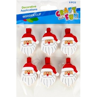 Kalėdinė dekoracija-segtukai "Santa Claus" 6 vnt. CRAFT-FUN Kalėdinė dekoracija-segtukai "Santa Claus" 6 vnt. CRAFT-FUN