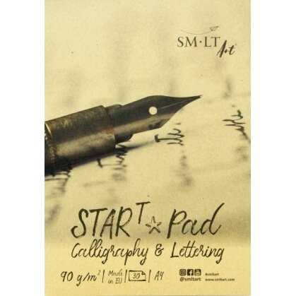 Kaligafijos sąsiuvinis SMLT "StarT pad" A5 30 lapų 90 g/m2 su linijomis užlenkiamu viršeliu ir kieta nugarelė Kaligafijos sąsiuvinis SMLT "StarT pad" A5 30 lapų 90 g/m2 su linijomis užlenkiamu viršeliu ir kieta nugarelė