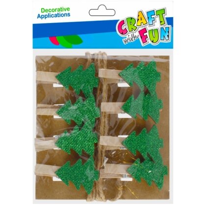Kalėdiniai mediniai segtukai Craft-Fun Eglutė 8 vnt