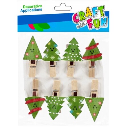 Kalėdiniai mediniai segtukai Craft-Fun Eglutė 8 vnt