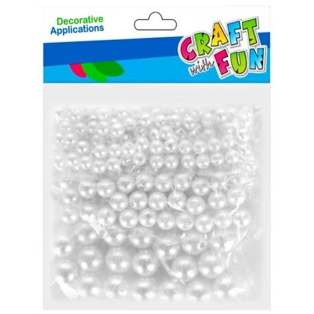 Karoliukiai plastikiniai perliukai Craft-Fun 36 vnt. įvairių dydžių Karoliukiai plastikiniai perliukai Craft-Fun 36 vnt. įvairių dydžių