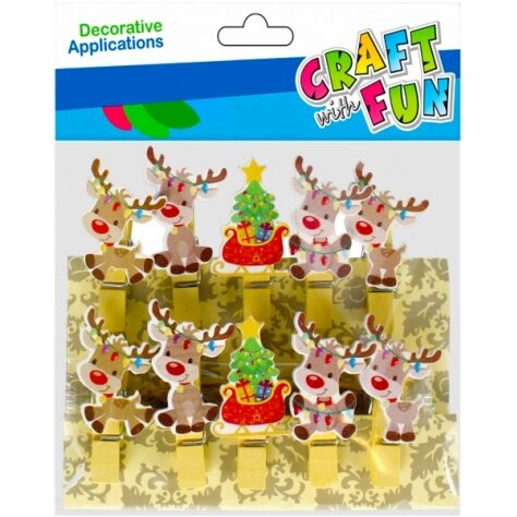 Kalėdinė dekoracija-segtukai "Kalėdos", 10 vnt. CRAFT-FUN