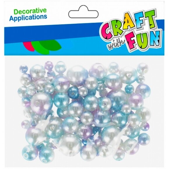 Karoliukiai plastikiniai perliukai Craft-Fun 100 vnt. įvairių dydžių Karoliukiai plastikiniai perliukai Craft-Fun 100 vnt. įvairių dydžių