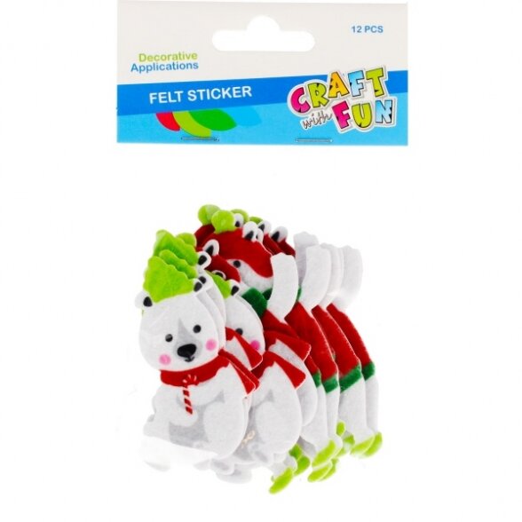 Kalėdinė dekoracijа-lipdukai iš filco „Snowman“ 12 vnt. CRAFT-FUN Kalėdinė dekoracijа-lipdukai iš filco „Snowman“ 12 vnt. CRAFT-FUN