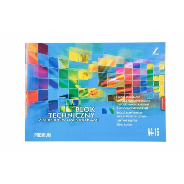 Kartonas spalvotas Kreska Premium A4 170 g/m2 15 lapų Kartonas spalvotas Kreska Premium A4 170 g/m2 15 lapų