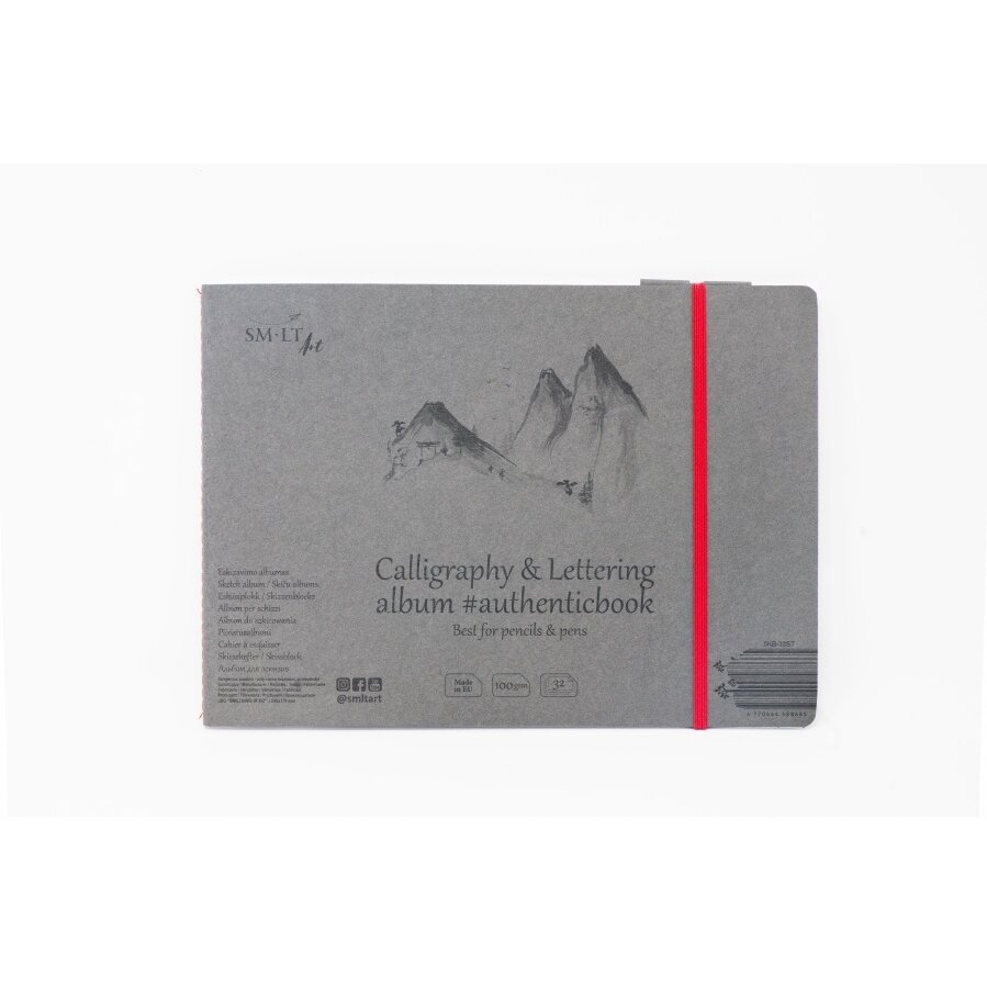 Kaligafijos knygutė (siūta) Authenticbook SMLT 245x176 mm 32 lapai 90 g/m2 balti su skirtuku