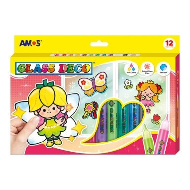Amos Glass Deco Stained-Glass Paints Kit 12x10,5 ml