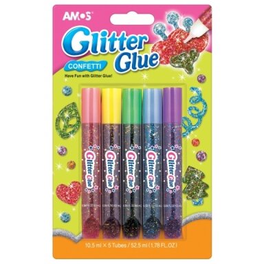 Klijai su blizgučiais Amos Glitter Glue "Confetti" 5x10,5 ml