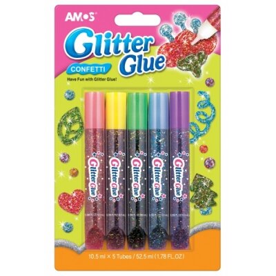 Klijai su blizgučiais Amos Glitter Glue "Confetti" 5x10,5 ml