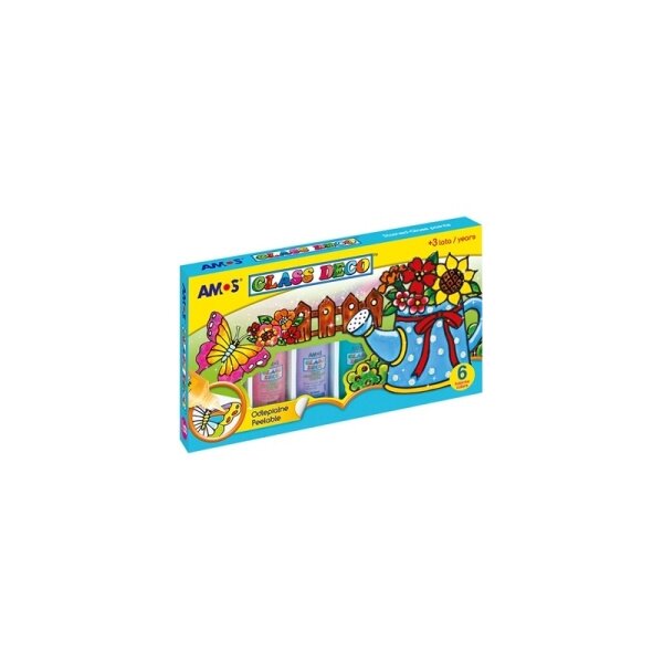Amos Glass Deco Stained-Glass Paints Kit 6x22 ml 1