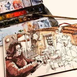 Knyga akvarelei Hahnemuhle Akademie Watercolour Book A4, 30l, akvarelinis popierius 200gsm, kieto kartono viršelis su guma 4 Knyga akvarelei Hahnemuhle Akademie Watercolour Book A4, 30l, akvarelinis popierius 200gsm, kieto kartono viršelis su guma 4