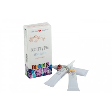 Liners set for textile metallic Decola 3 colours in 18 ml jtubes with an end cup, cardboard box