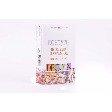 Kontūrų rinkinys stiklui ir keramikai Decola Pearl 4x18 ml Kontūrų rinkinys stiklui ir keramikai Decola Pearl 4x18 ml
