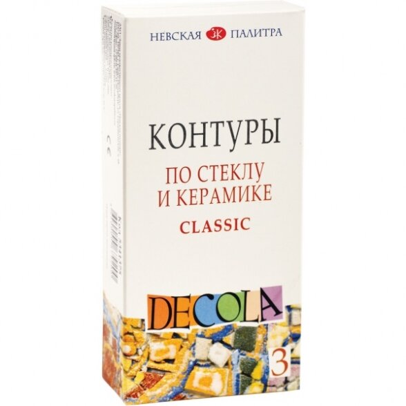 Kontūrų rinkinys stiklui ir keramikai Decola Classic 3x18 ml Kontūrų rinkinys stiklui ir keramikai Decola Classic 3x18 ml