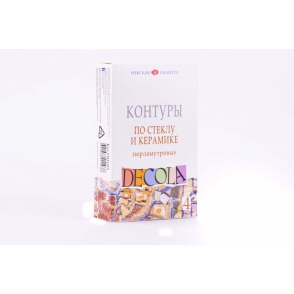 Kontūrų rinkinys stiklui ir keramikai Decola Pearl 4x18 ml 1 Kontūrų rinkinys stiklui ir keramikai Decola Pearl 4x18 ml 1