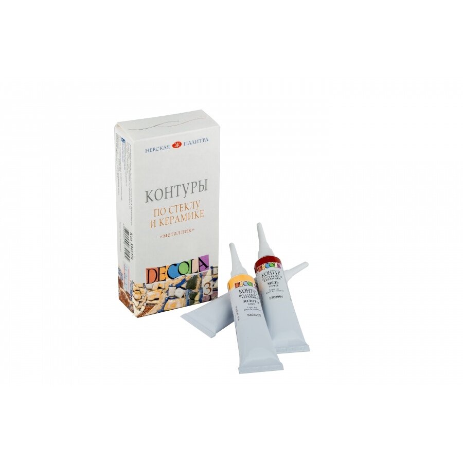 Kontūrų rinkinys stiklui ir keramikai Decola Metallic 3x18 ml 1 Kontūrų rinkinys stiklui ir keramikai Decola Metallic 3x18 ml 1