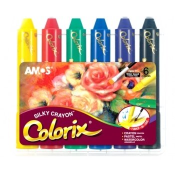 Мелки акварельные шелковые 3 в 1 Amos Colorix 6 цветов