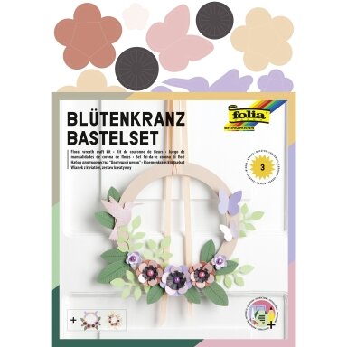 Kūrybinis rinkinys "Gėlių vainikas", komplektas iš 3 skirtingų dydžių, FOLIA