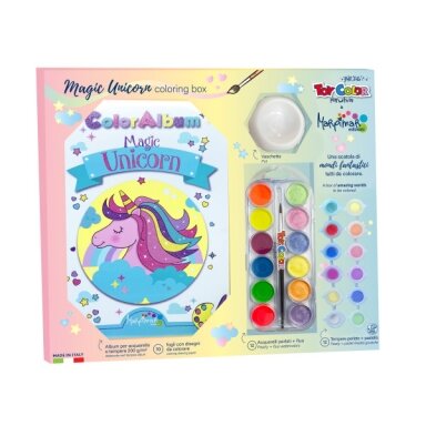 Набор для творчества Toy Color "Волшебный единорог" (альбом для раскрашивания+темперные краски+акварельные краски+кисть)