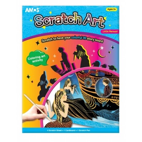 Kūrybinis rinkinys Amos Scratch Art "Little Mermaid" Kūrybinis rinkinys Amos Scratch Art "Little Mermaid"