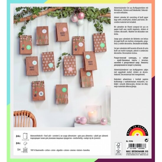 Kūrybinis rinkinys Folia "Adventų kalendoris" , 24 Kraft-maišelių ir lipdukų 5