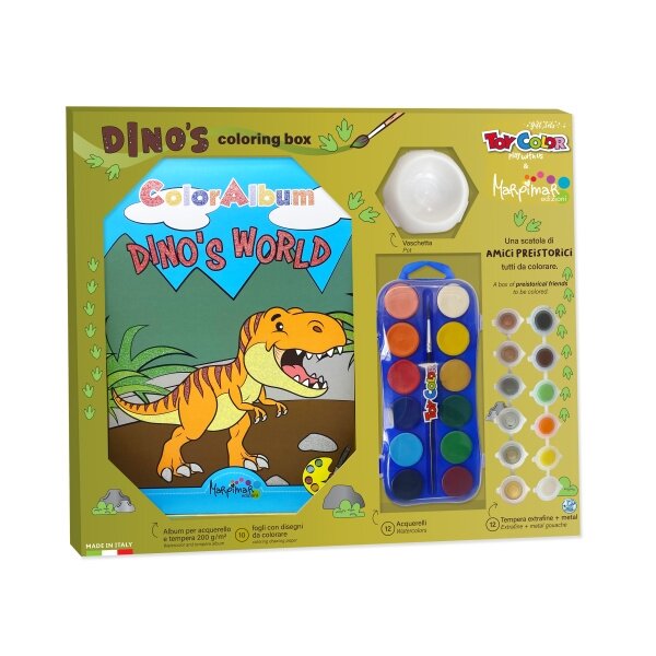 Kūrybinis rinkinys Toy Color Dino (spalvinimo albumas+temperos dažai+akvareliniai dažai+teptukas) Kūrybinis rinkinys Toy Color Dino (spalvinimo albumas+temperos dažai+akvareliniai dažai+teptukas)