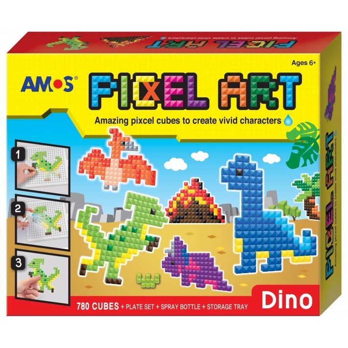 Набор для творчества из бисера Amos Pixel Art "Dino", 780 деталей