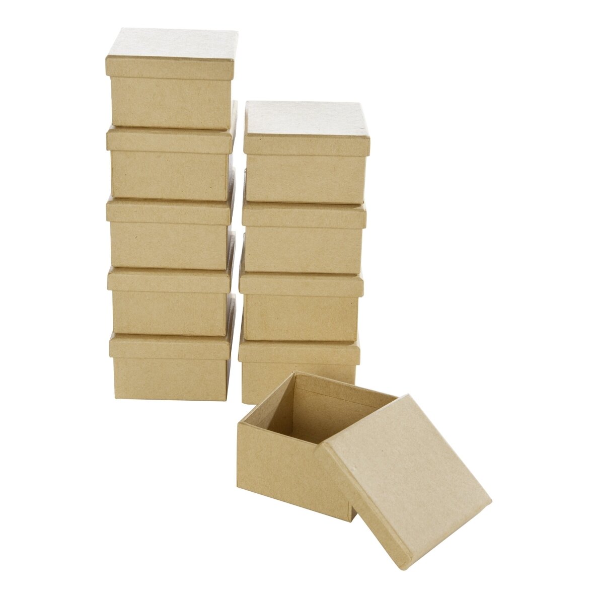 Set of 10 Boxes Mini, SQUARE, 7,5x7,5x4,5cm, natural 1