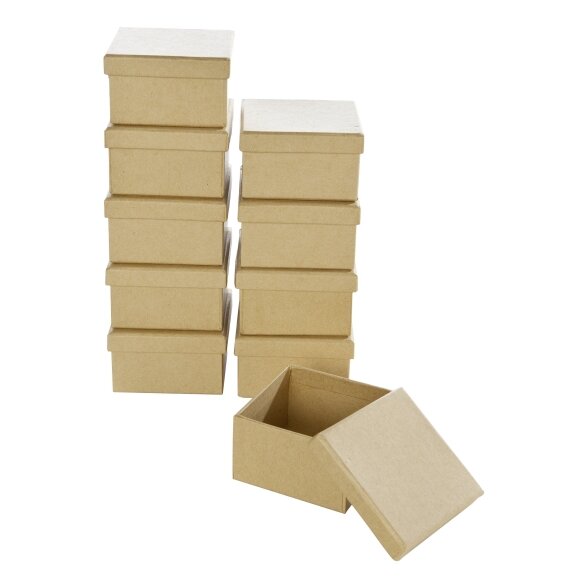 Set of 10 Boxes Mini, SQUARE, 7,5x7,5x4,5cm, natural 1
