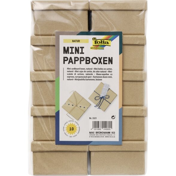 Set of 10 Boxes Mini, SQUARE, 7,5x7,5x4,5cm, natural
