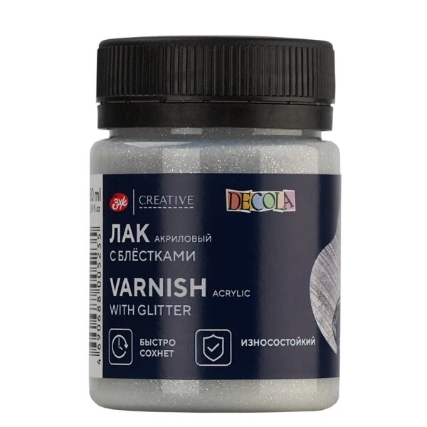Acrylic varnish with glitter"Decola" in jars 50 ml