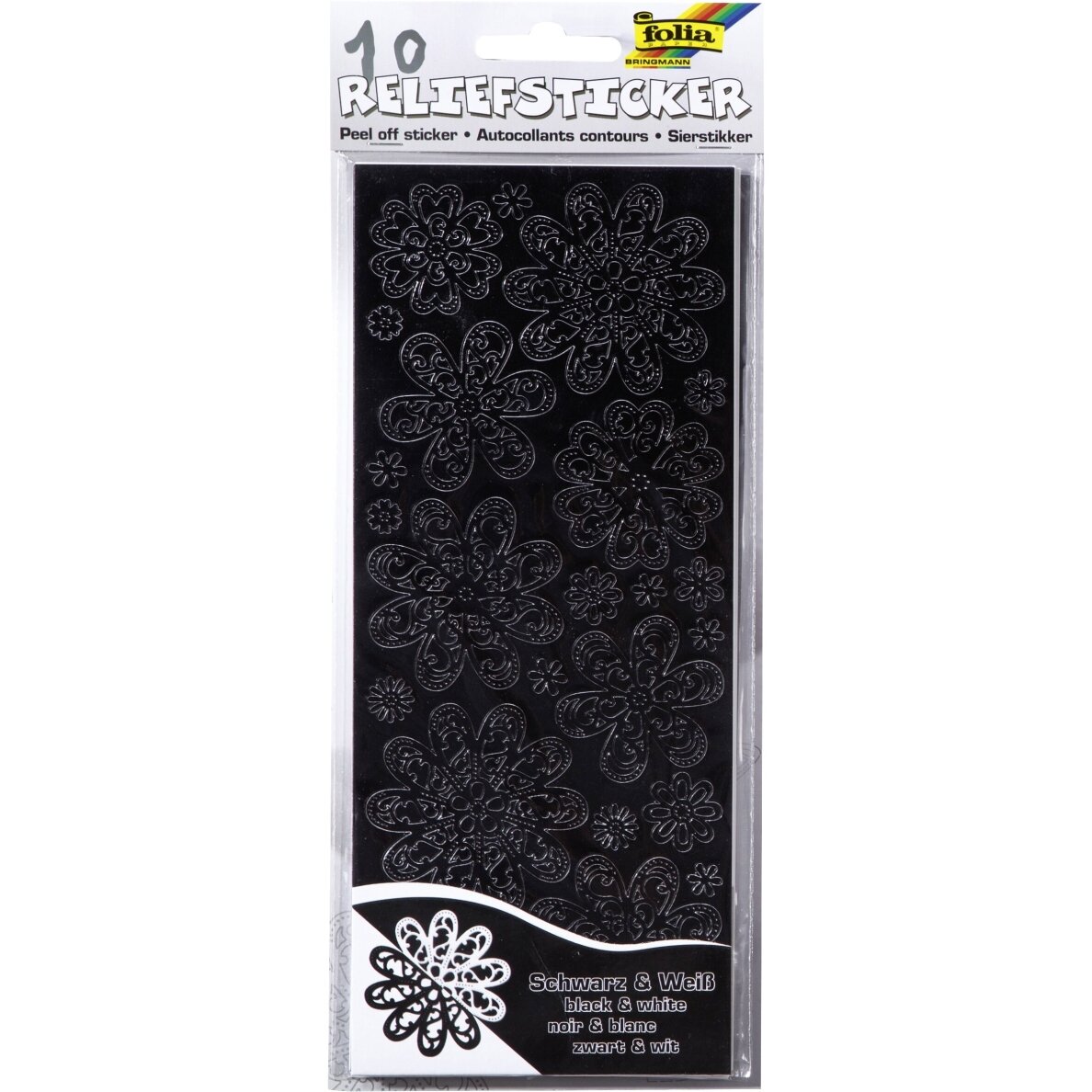 Contour-Stickers ALL-YEAR-ROUND, appx. 10x24cm, 10 sheets, black & white assorted