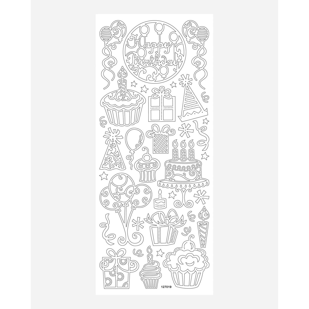 Contour-Stickers ALL-YEAR-ROUND, appx. 10x24cm, 10 sheets, black & white assorted 2